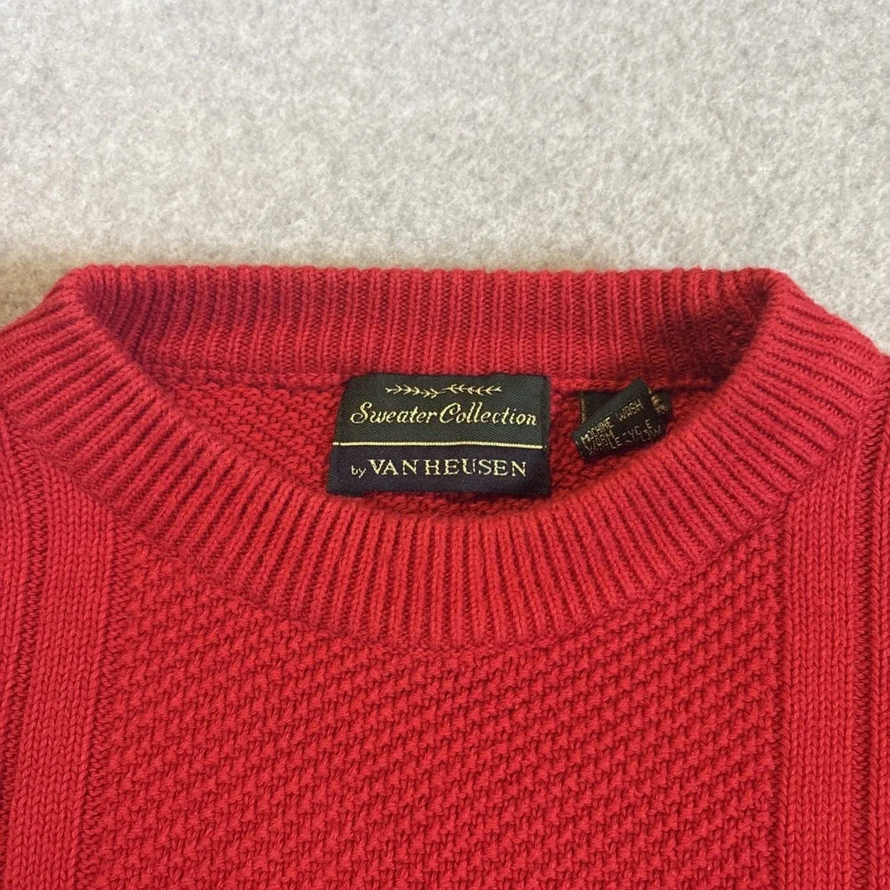 Vintage‎ Red Cable Knit Golf Sweater Men's M Sweater Collection By Van Heusen